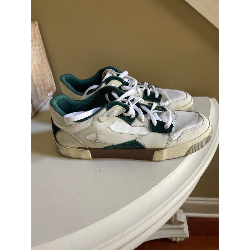 Zara Mens Low Top Sneakers White Forest Green Colorblock Size 45 EU 12 US